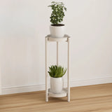 Simple 2-Tiers Round Floor Metal Base Plant Stand Black Image - 14
