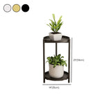 Simple 2-Tiers Round Floor Metal Base Plant Stand Black Image - 24
