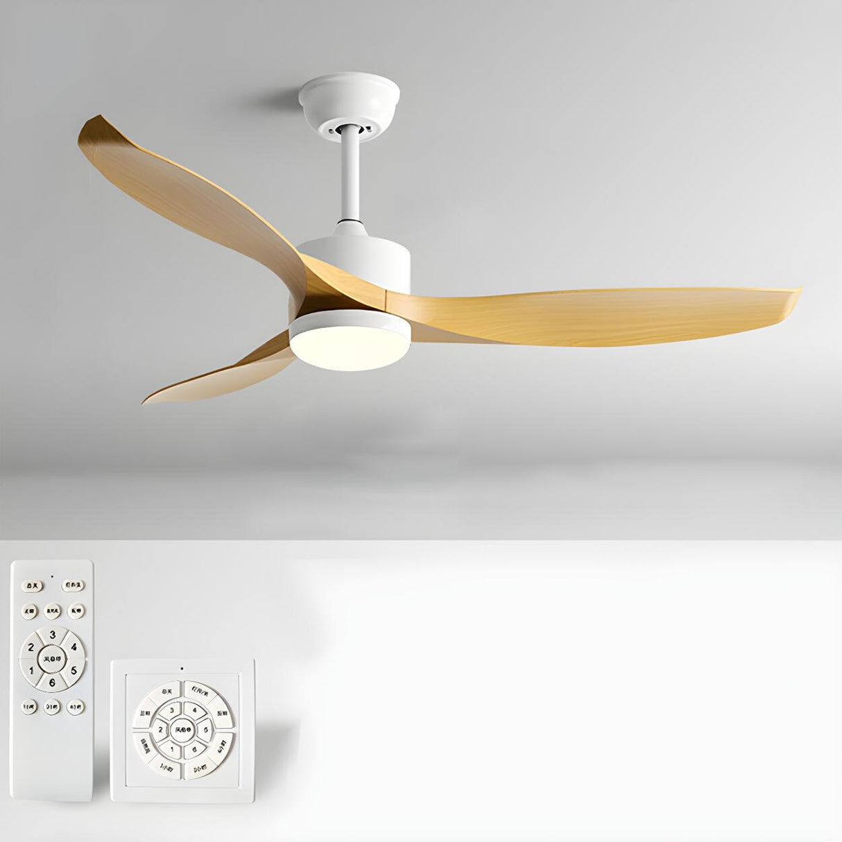 Simple 3 Blade Adjustable LED Ceiling Fan with Light Image - 11