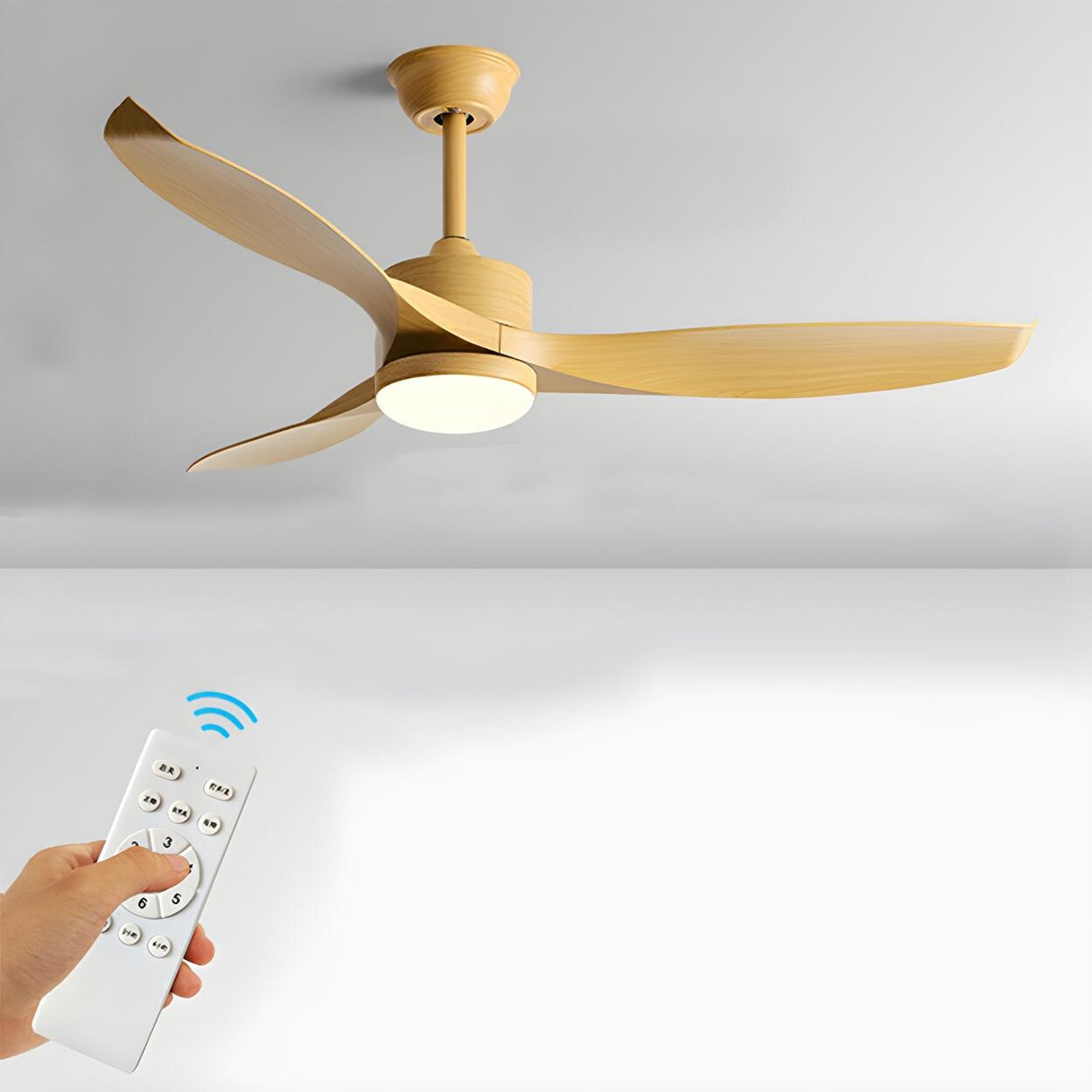 Simple 3 Blade Adjustable LED Ceiling Fan with Light Image - 14