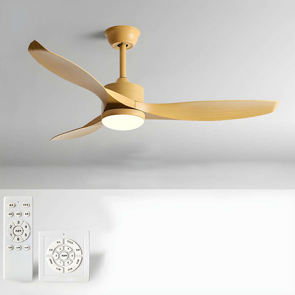 Simple 3 Blade Adjustable LED Ceiling Fan with Light Image - 15