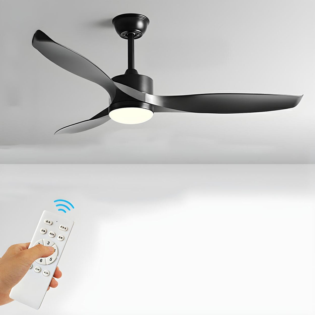 Simple 3 Blade Adjustable LED Ceiling Fan with Light Image - 16