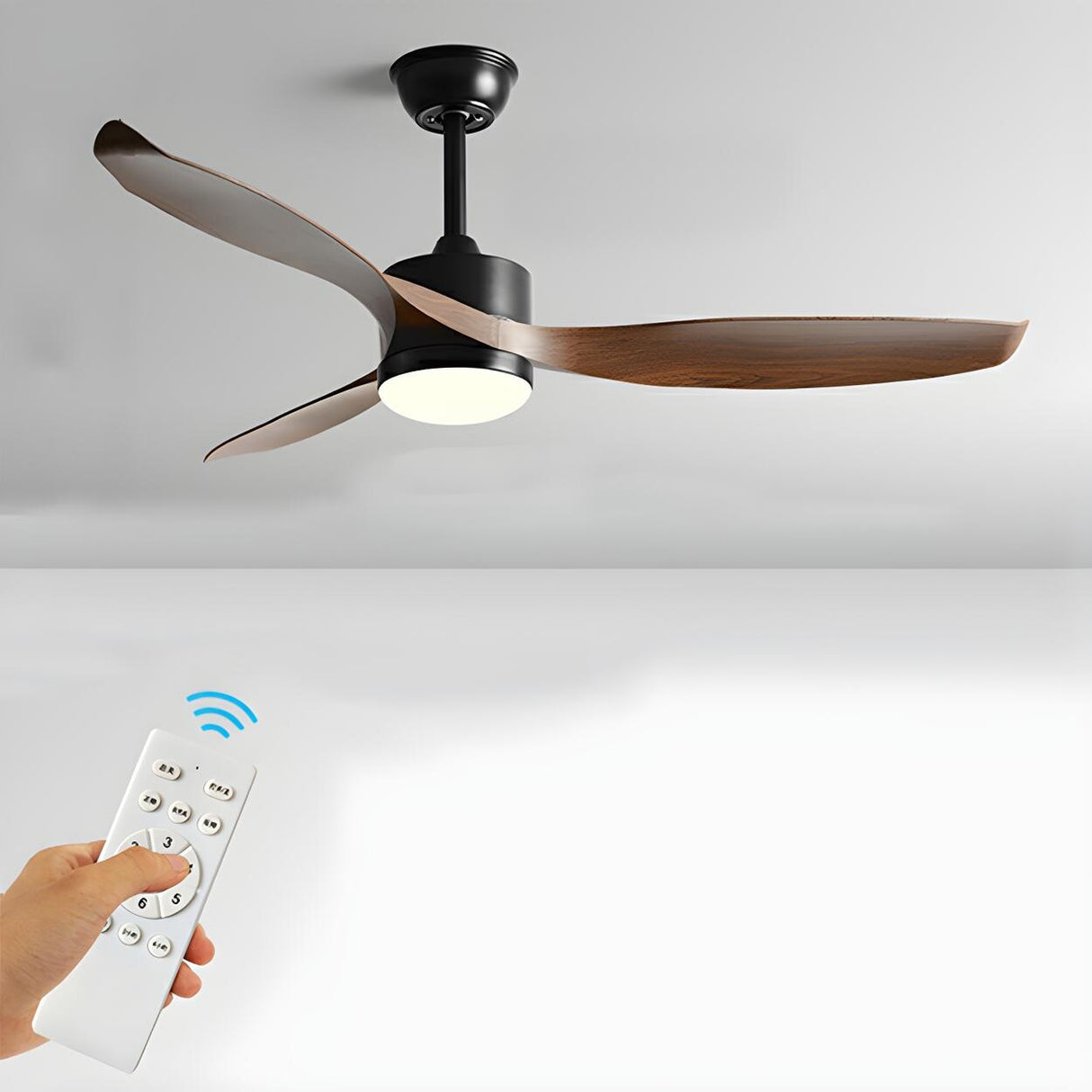 Simple 3 Blade Adjustable LED Ceiling Fan with Light Image - 6