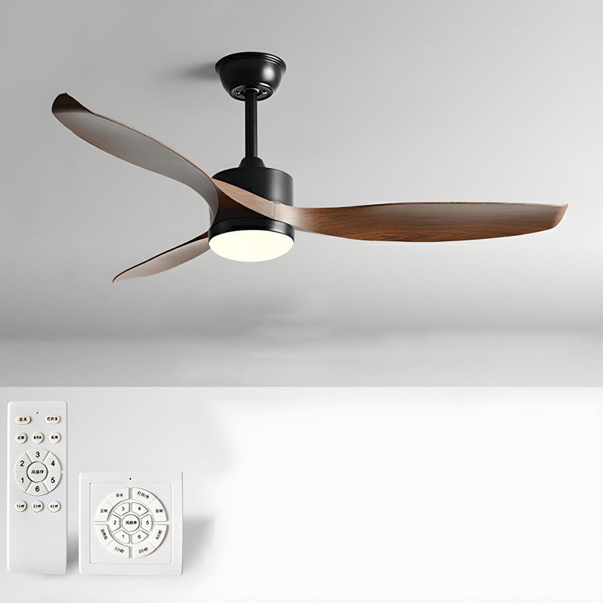 Simple 3 Blade Adjustable LED Ceiling Fan with Light Image - 7