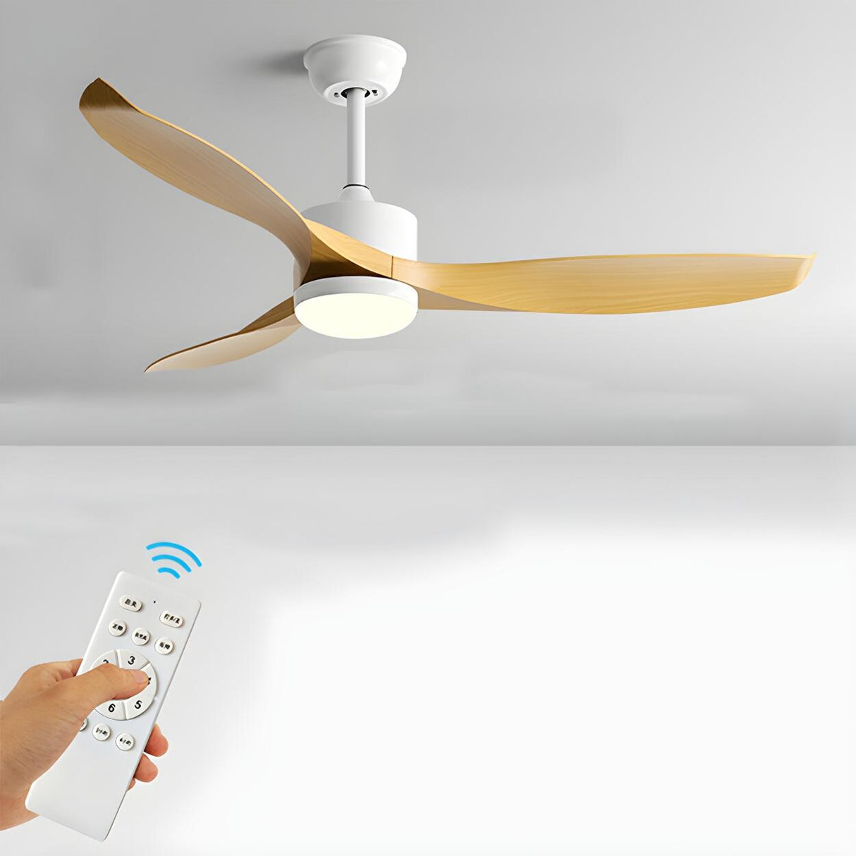 Simple 3 Blade Adjustable LED Ceiling Fan with Light Image - 9