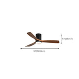 Simple 3 Wood Blade Flush Remote Ceiling Fan Light #size