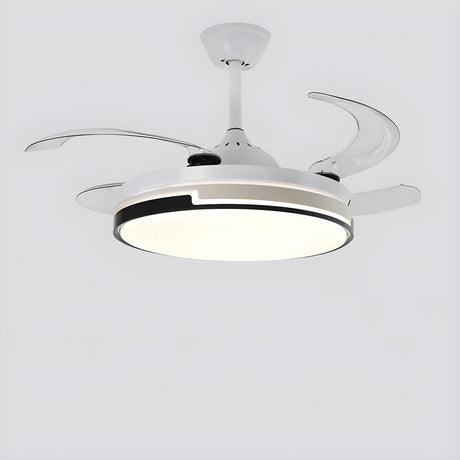 Simple 4 Clear Blades Round Ceiling Fan with LED Light Image - 2