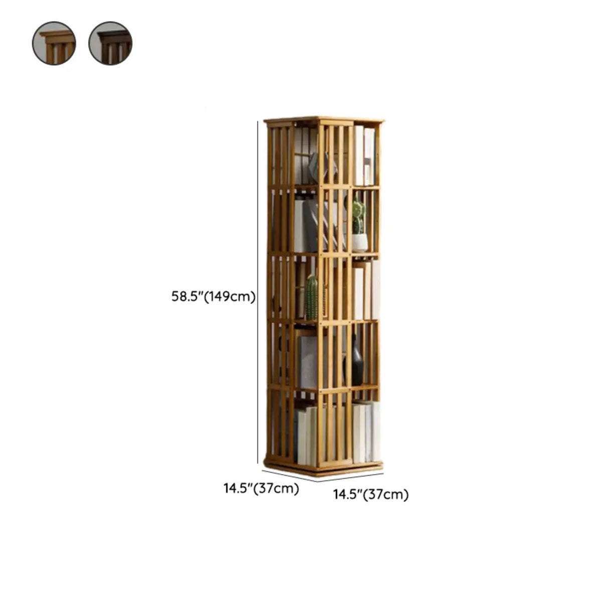 Simple 6-Tiers Rectangular Open Bamboo Narrow Bookcase 