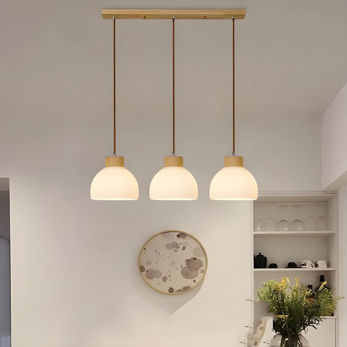 Simple Adjustable 3-Light Dome Island Pendant Light Image - 5