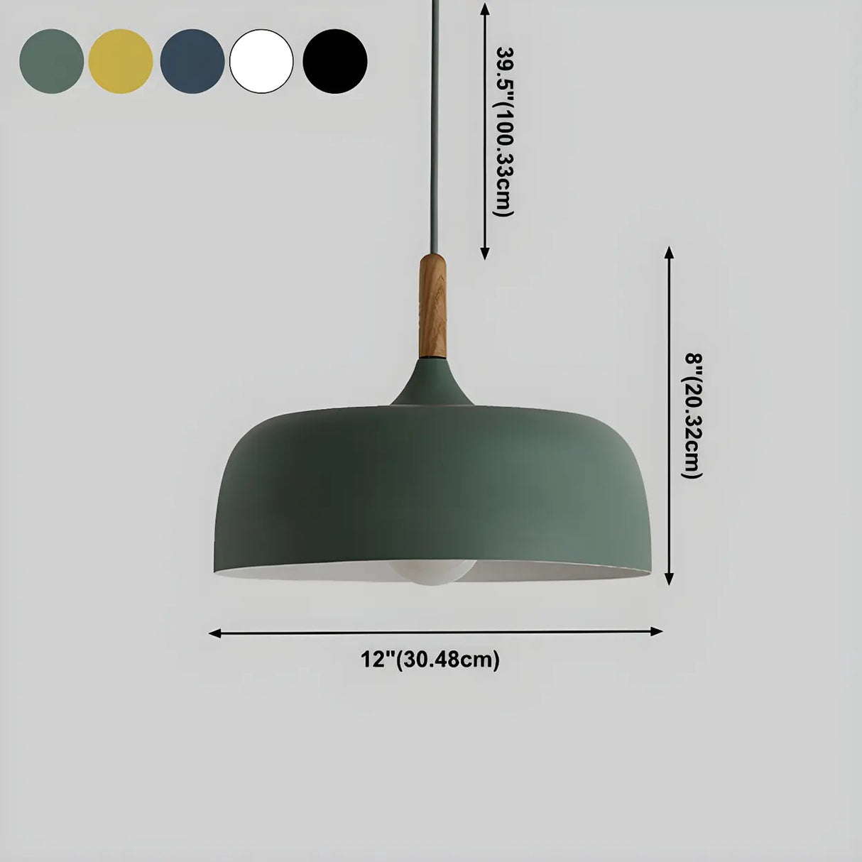 Simple Adjustable Dome-Shaped Iron Cord Pendant Light 