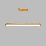 Simple Adjustable Wooden Oval Island LED Pendant Light Image - 6