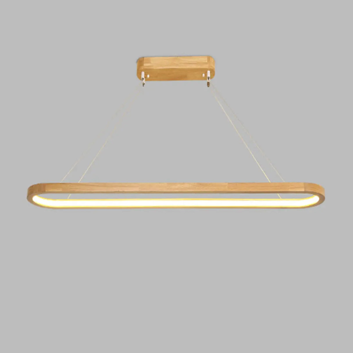 Simple Adjustable Wooden Oval Island LED Pendant Light Image - 7