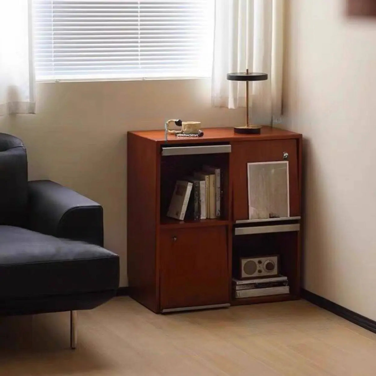 Simple Auburn Small Solid Wood Modular Cube Bookcase Image - 4