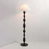 Simple Barrel Black Wooden LED Norden Floor Lamp Image - 2