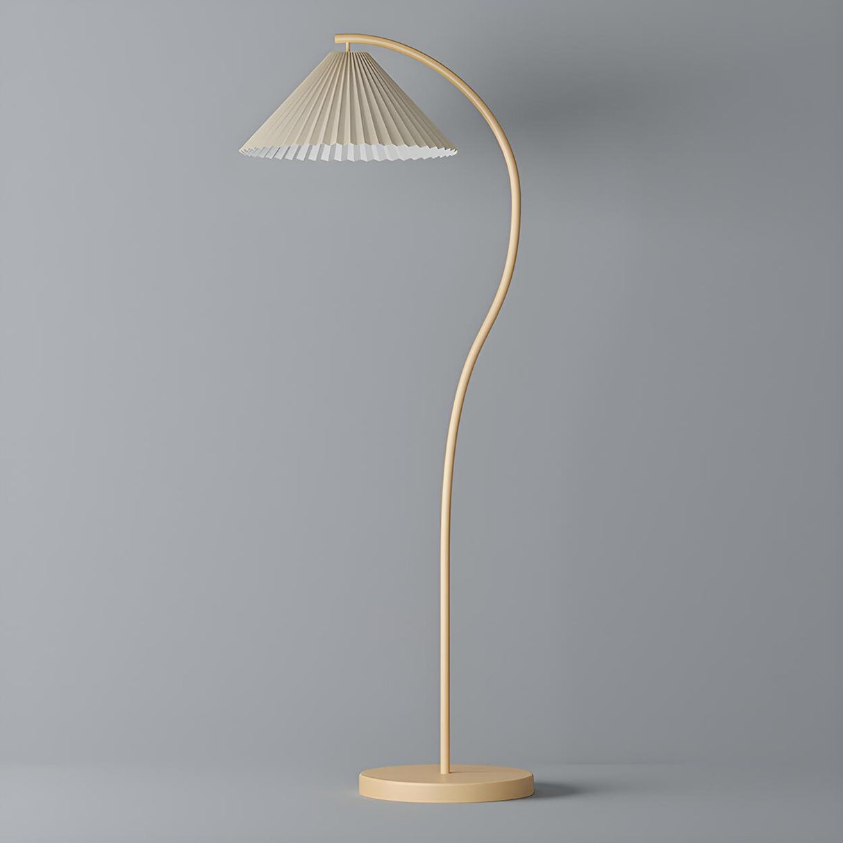 Simple Bedroom Cone White Curved Metal Floor Lamp Image - 7