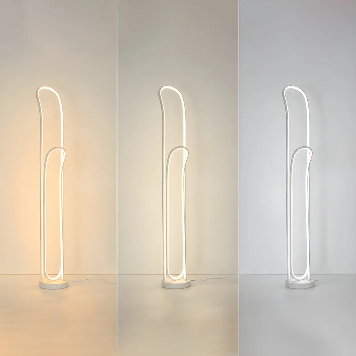 Simple  Bedroom White Curve LED Metal Floor Lamp Image - 11