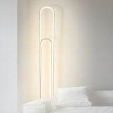 Simple  Bedroom White Curve LED Metal Floor Lamp Image - 2