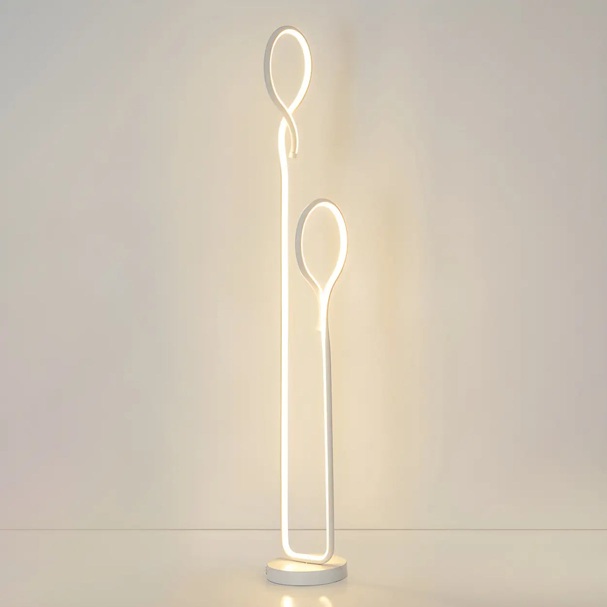 Simple  Bedroom White Curve LED Metal Floor Lamp Image - 6