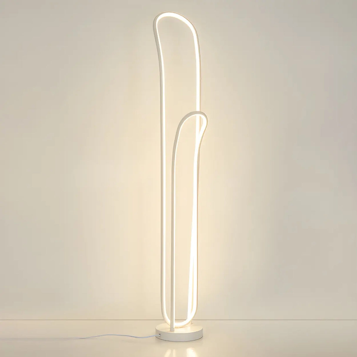 Simple  Bedroom White Curve LED Metal Floor Lamp Image - 7