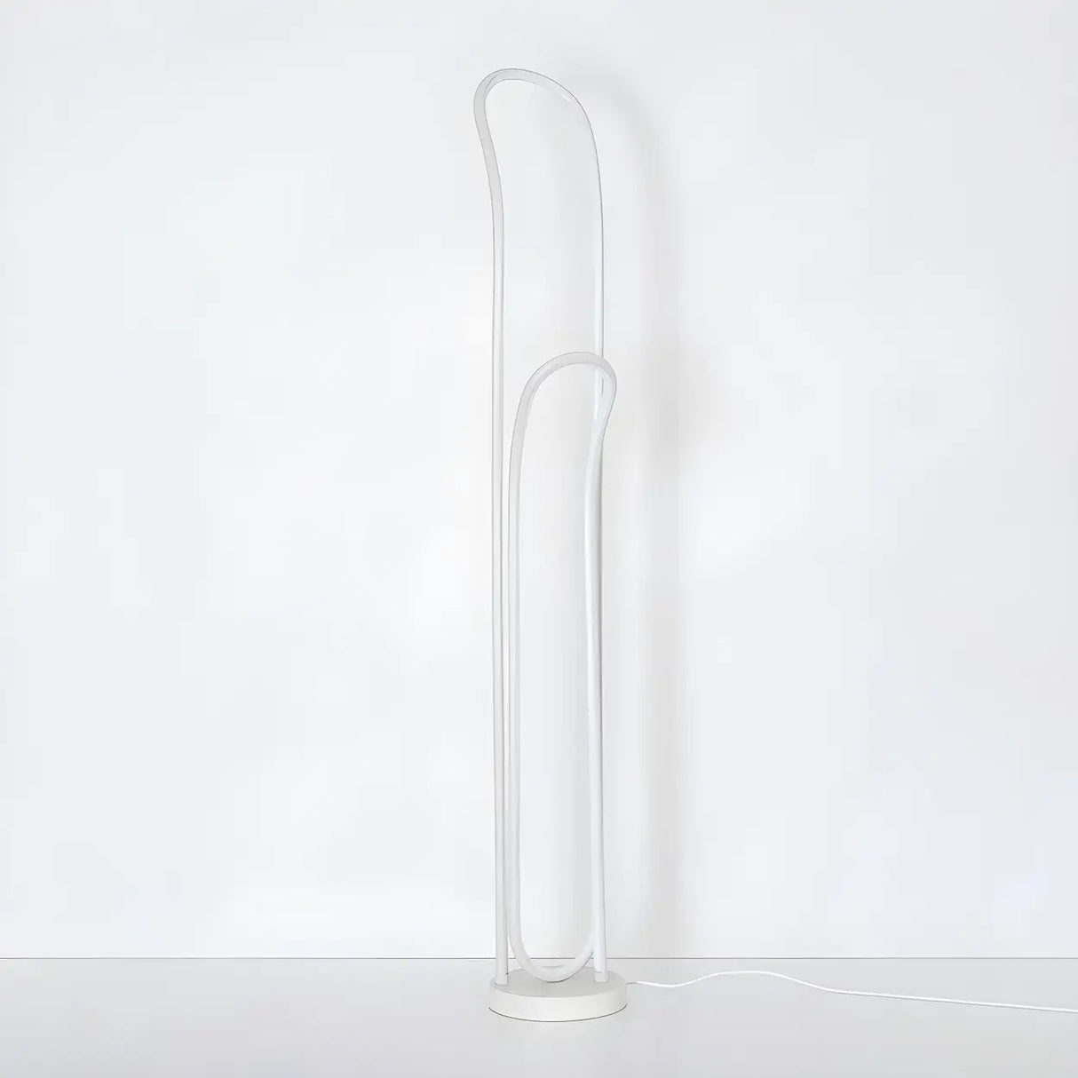 Simple  Bedroom White Curve LED Metal Floor Lamp Image - 8