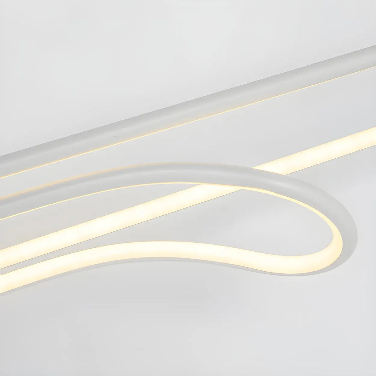Simple  Bedroom White Curve LED Metal Floor Lamp Image - 9