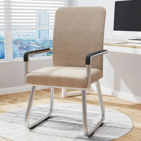 Simple Beige Ergonomic Rectangular Fabric Office Chair Image - 1