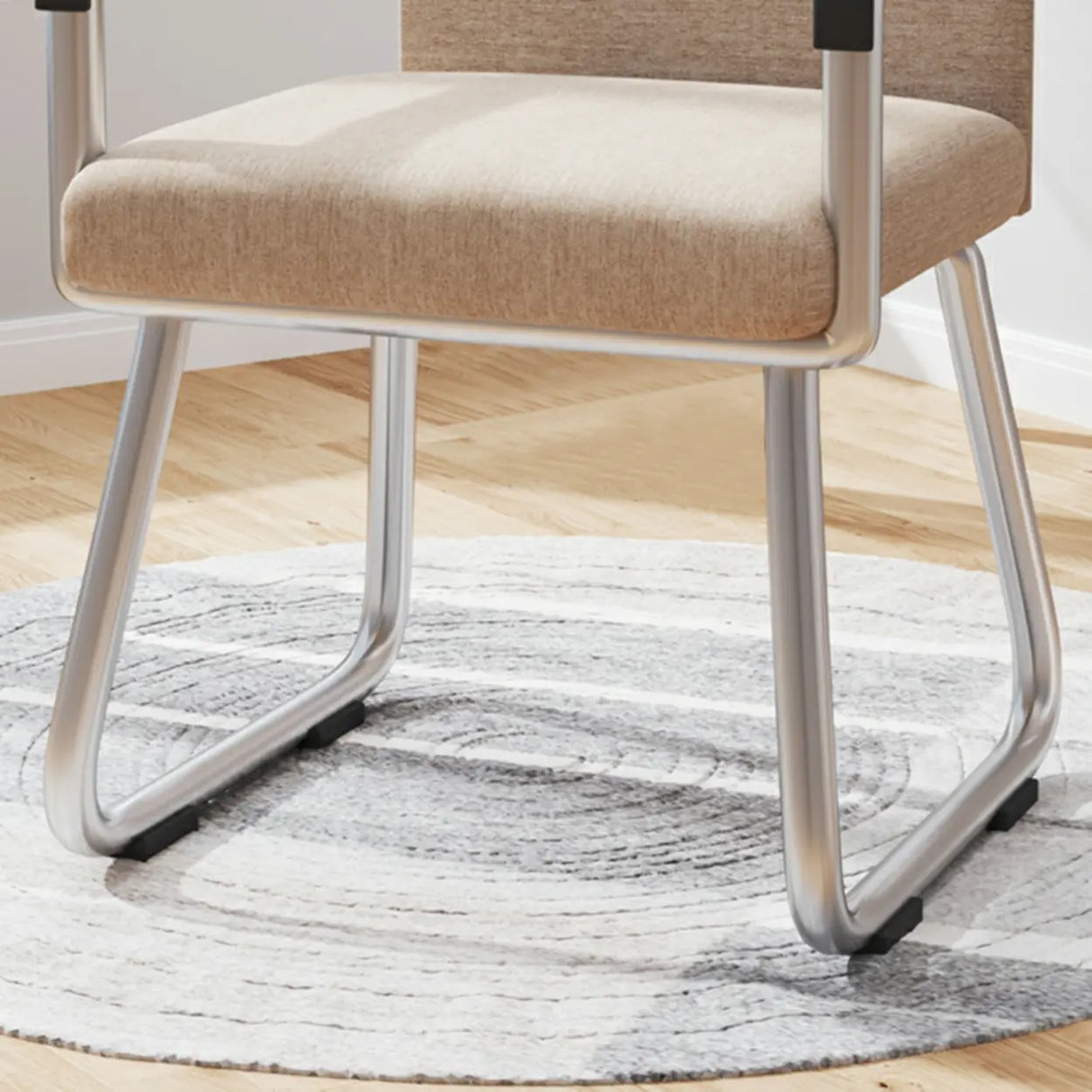 Simple Beige Ergonomic Rectangular Fabric Office Chair Image - 13