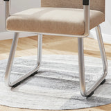 Simple Beige Ergonomic Rectangular Fabric Office Chair Image - 13