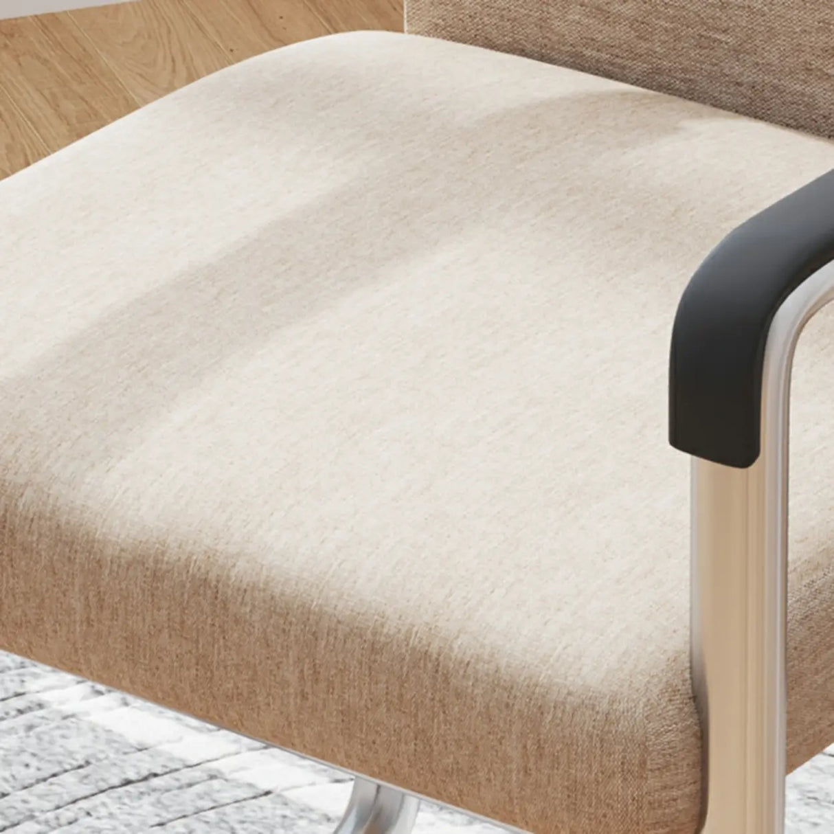 Simple Beige Ergonomic Rectangular Fabric Office Chair Image - 16