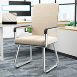 Simple Beige Ergonomic Rectangular Fabric Office Chair Image - 17