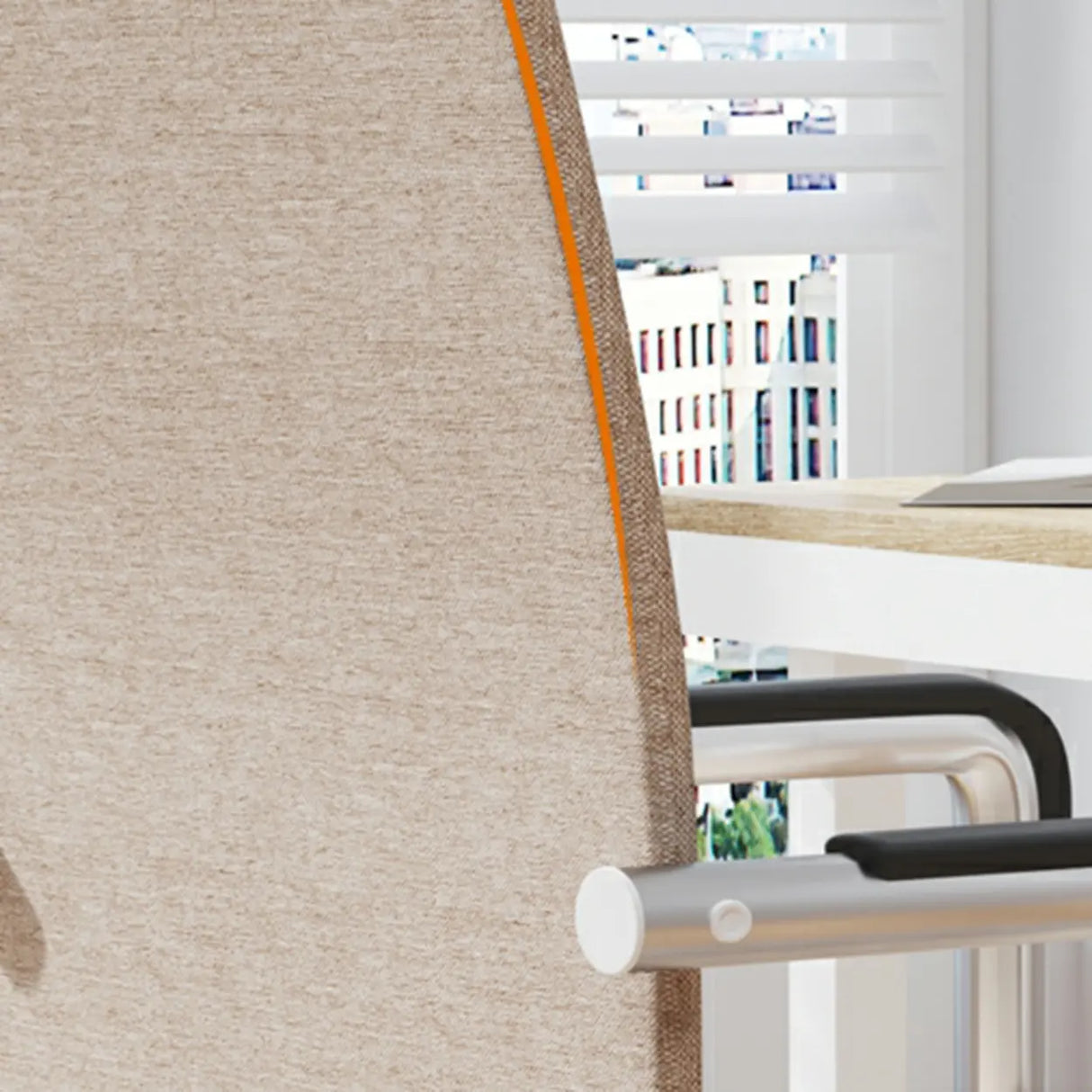 Simple Beige Ergonomic Rectangular Fabric Office Chair Image - 18