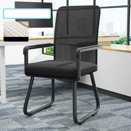 Simple Beige Ergonomic Rectangular Fabric Office Chair Image - 2
