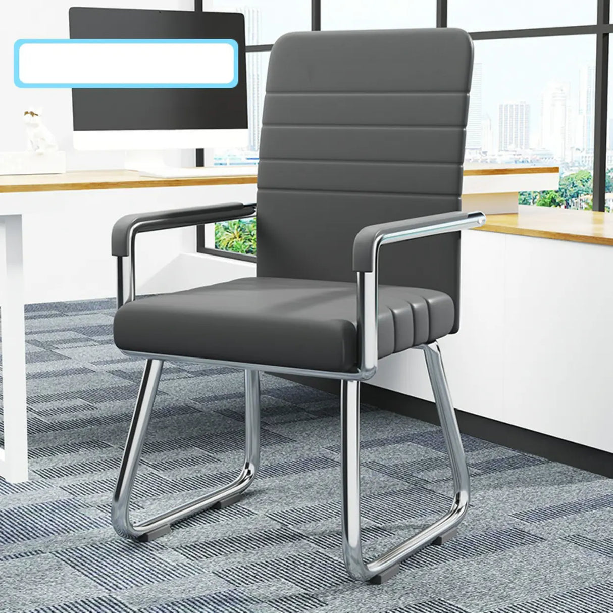 Simple Beige Ergonomic Rectangular Fabric Office Chair Image - 22