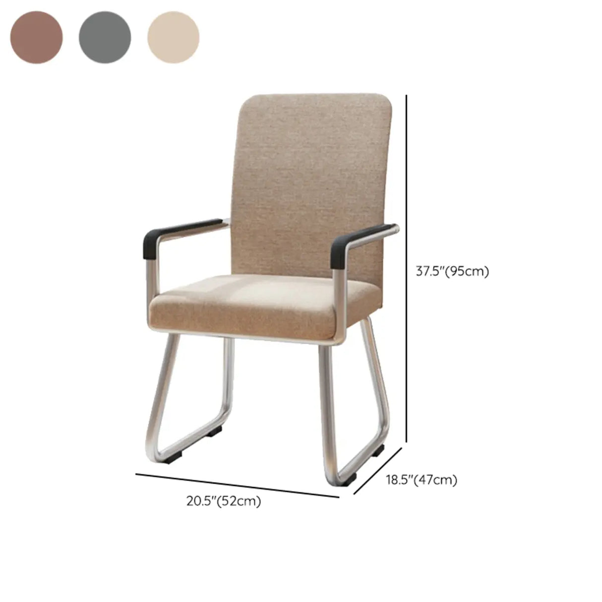 Simple Beige Ergonomic Rectangular Fabric Office Chair Image - 25