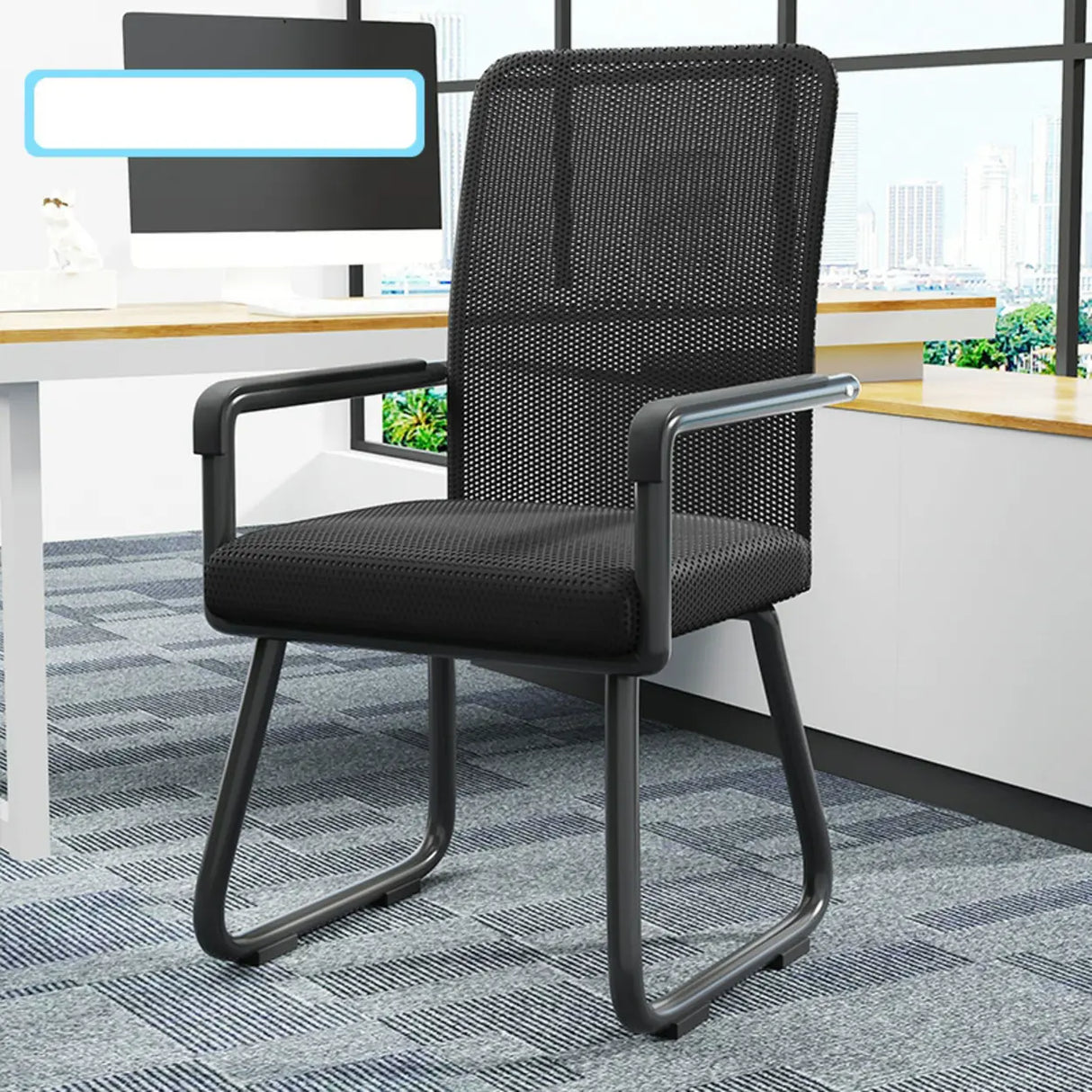 Simple Beige Ergonomic Rectangular Fabric Office Chair Image - 3
