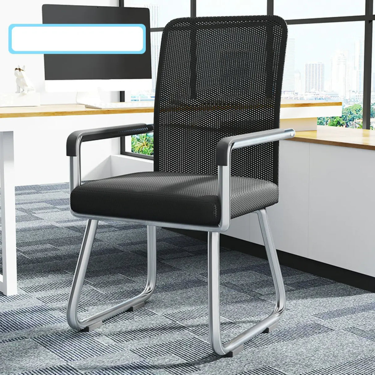 Simple Beige Ergonomic Rectangular Fabric Office Chair Image - 7