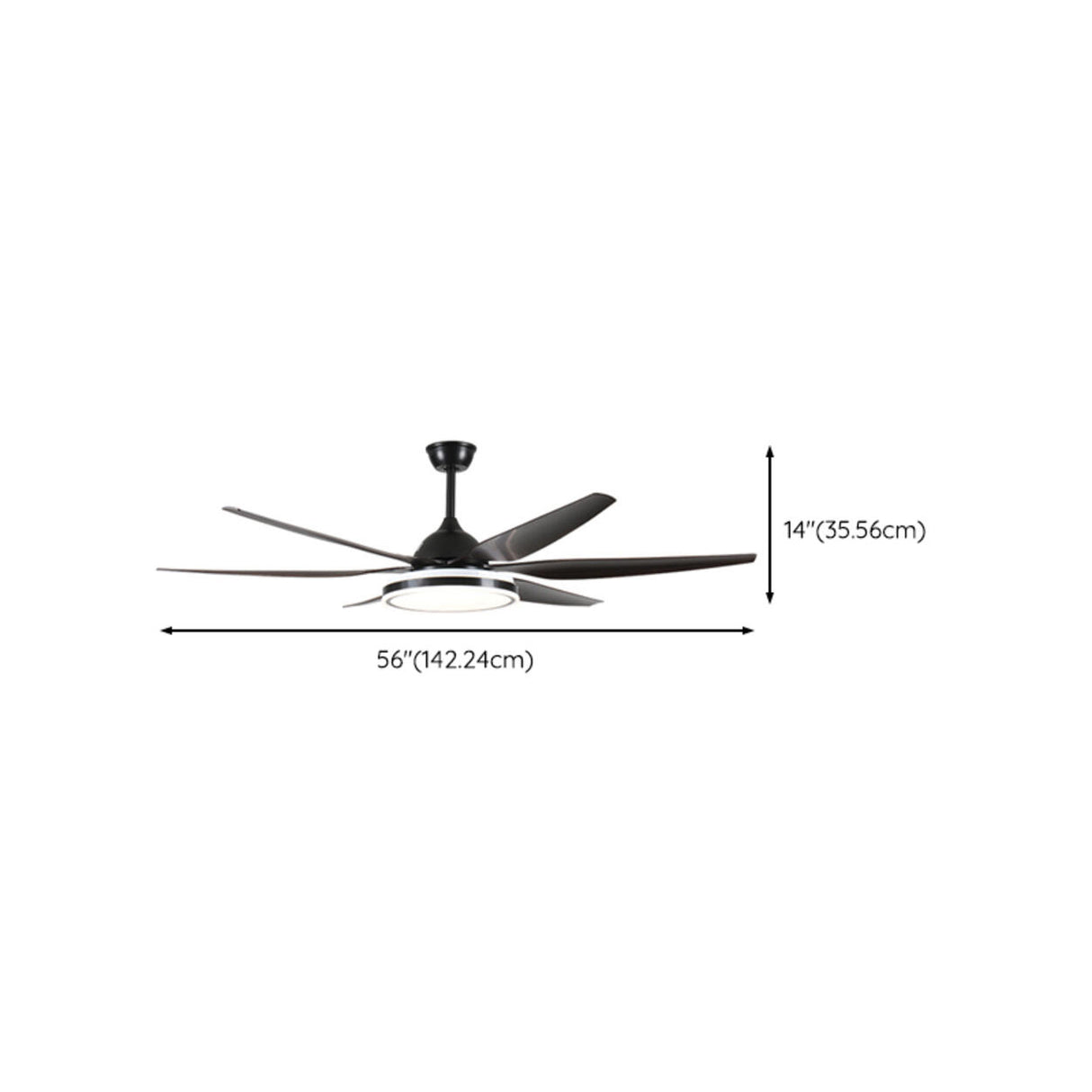 Simple Black 6 Blade LED Remote Ceiling Fan with Light Image - 11