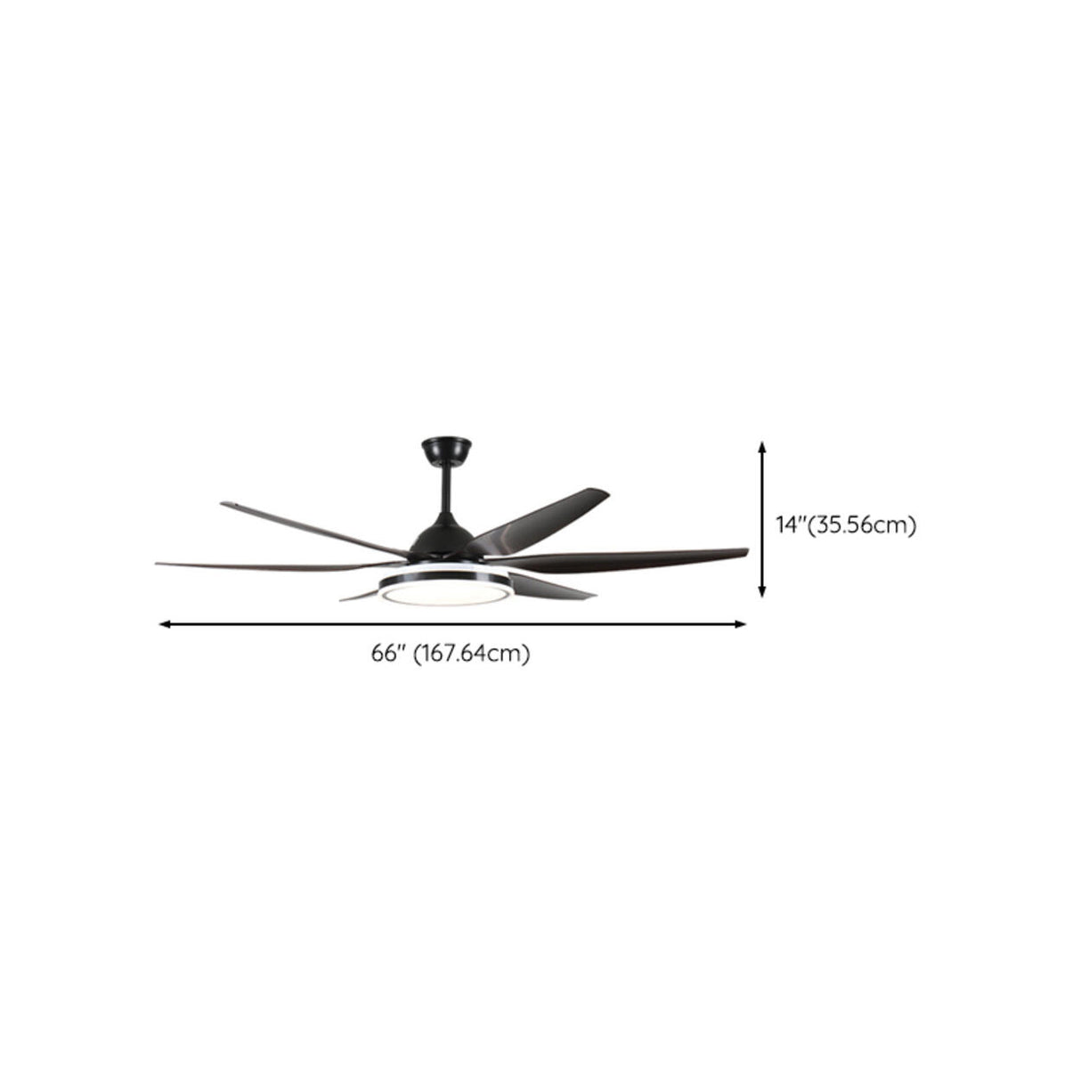 Simple Black 6 Blade LED Remote Ceiling Fan with Light Image - 12