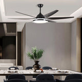 Simple Black 6 Blade LED Remote Ceiling Fan with Light Image - 3