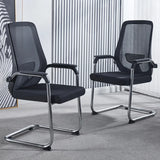 Simple Black Ergonomic Fixed Arms Mesh Metal Office Chair Image - 1