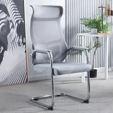 Simple Black Ergonomic Fixed Arms Mesh Metal Office Chair Image - 11