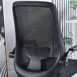 Simple Black Ergonomic Fixed Arms Mesh Metal Office Chair Image - 12