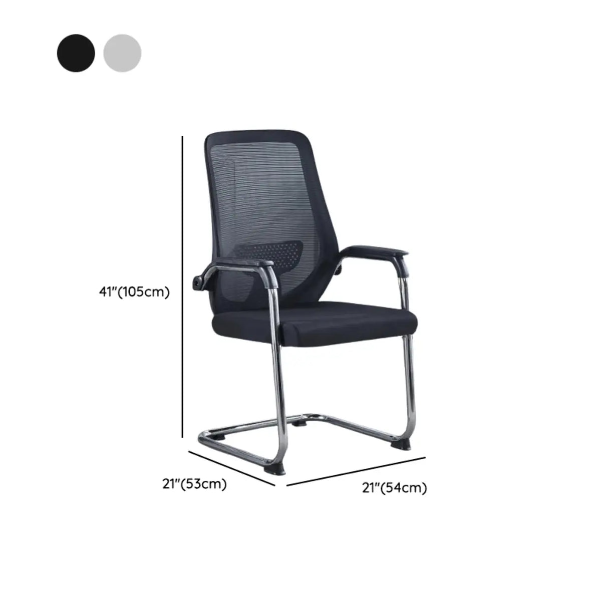 Simple Black Ergonomic Fixed Arms Mesh Metal Office Chair 