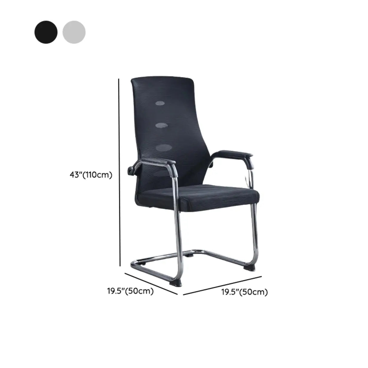 Simple Black Ergonomic Fixed Arms Mesh Metal Office Chair Image - 19
