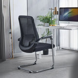 Simple Black Ergonomic Fixed Arms Mesh Metal Office Chair Image - 2