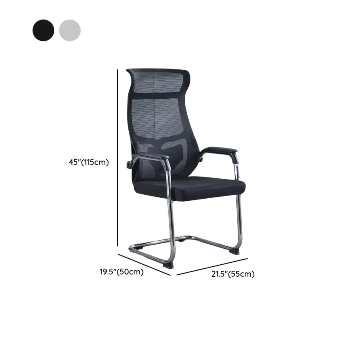 Simple Black Ergonomic Fixed Arms Mesh Metal Office Chair Image - 20