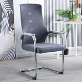 Simple Black Ergonomic Fixed Arms Mesh Metal Office Chair Image - 6