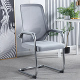 Simple Black Ergonomic Fixed Arms Mesh Metal Office Chair Image - 7