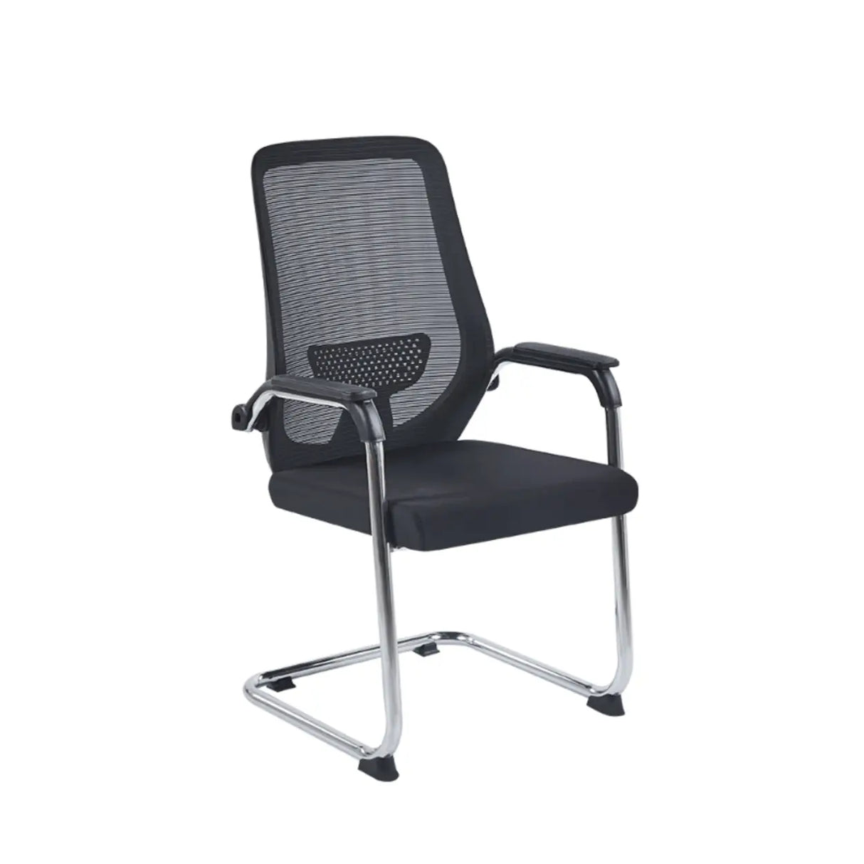 Simple Black Ergonomic Fixed Arms Mesh Metal Office Chair Image - 8