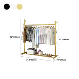 Simple Black Metal Garment Coat Rack with Hooks and Shelf #size
